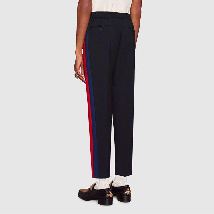 Previous Season Wool cropped pant with stripe 493714-Z6903-1387