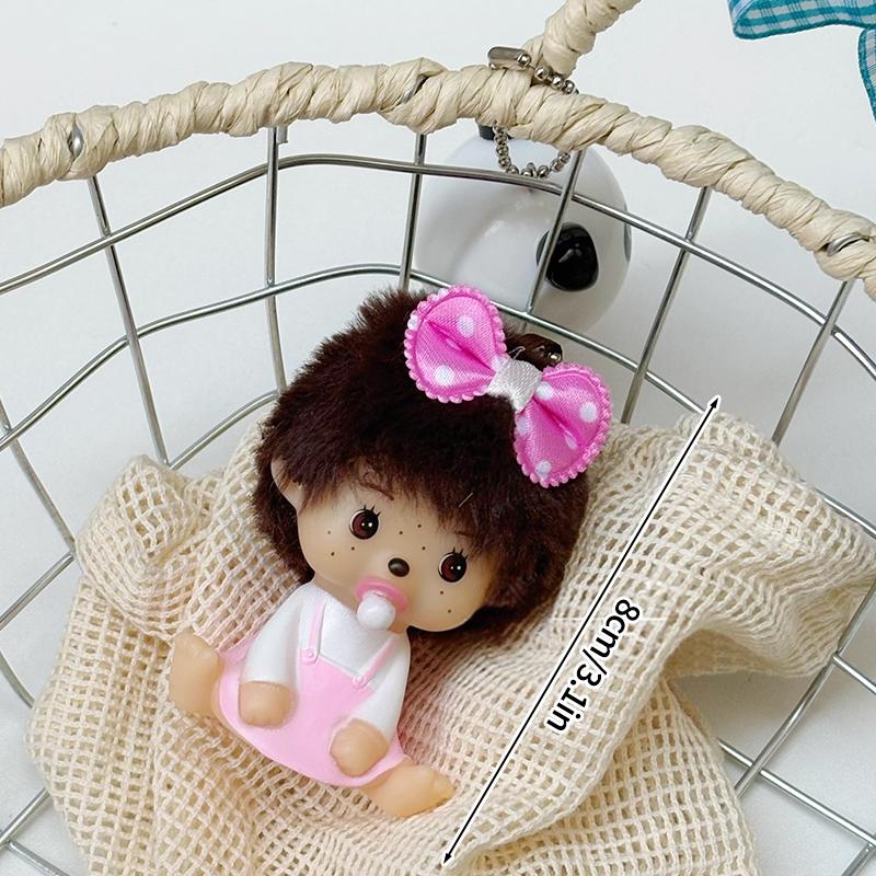 Cute Monchhichi Keychain Cartoon Monkiki Keyring Anime Figure Keychains Bag Pendant Kawaii Monchichi Toy Gifts for Carry Mini Lightweight Portable