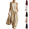 Women's Round Neck Sleeveless Top And Trousers Fashion Casual Suit