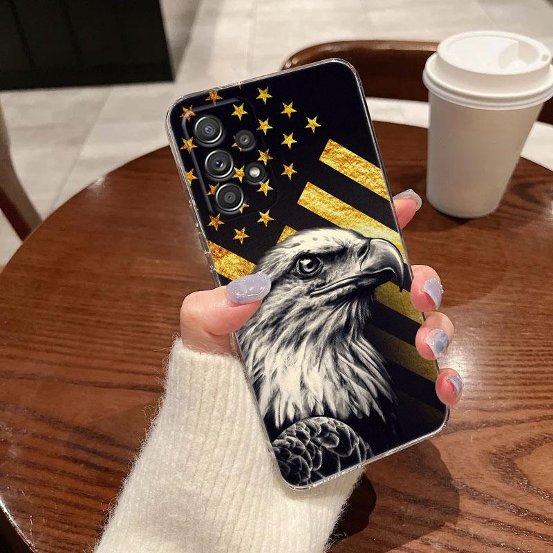 American USA Flag Eagle For Samsung Galaxy A55 Case A54 A52 A53 5G A15 A14 A13 A21S A23 A51 A34 A35 A33 A32 A72 A71 Phone Cover