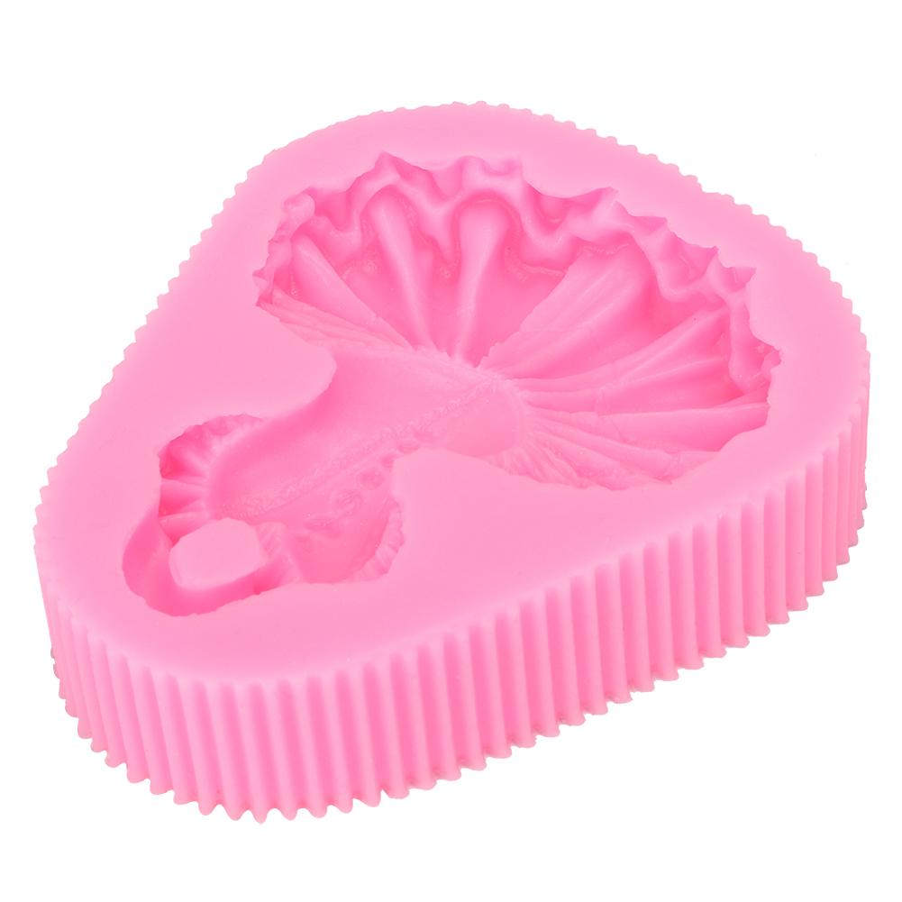 Household Kitchen Pink Dancing Skirt Silicone Mould Baking Cake Cookie Mold DIY ToolPink