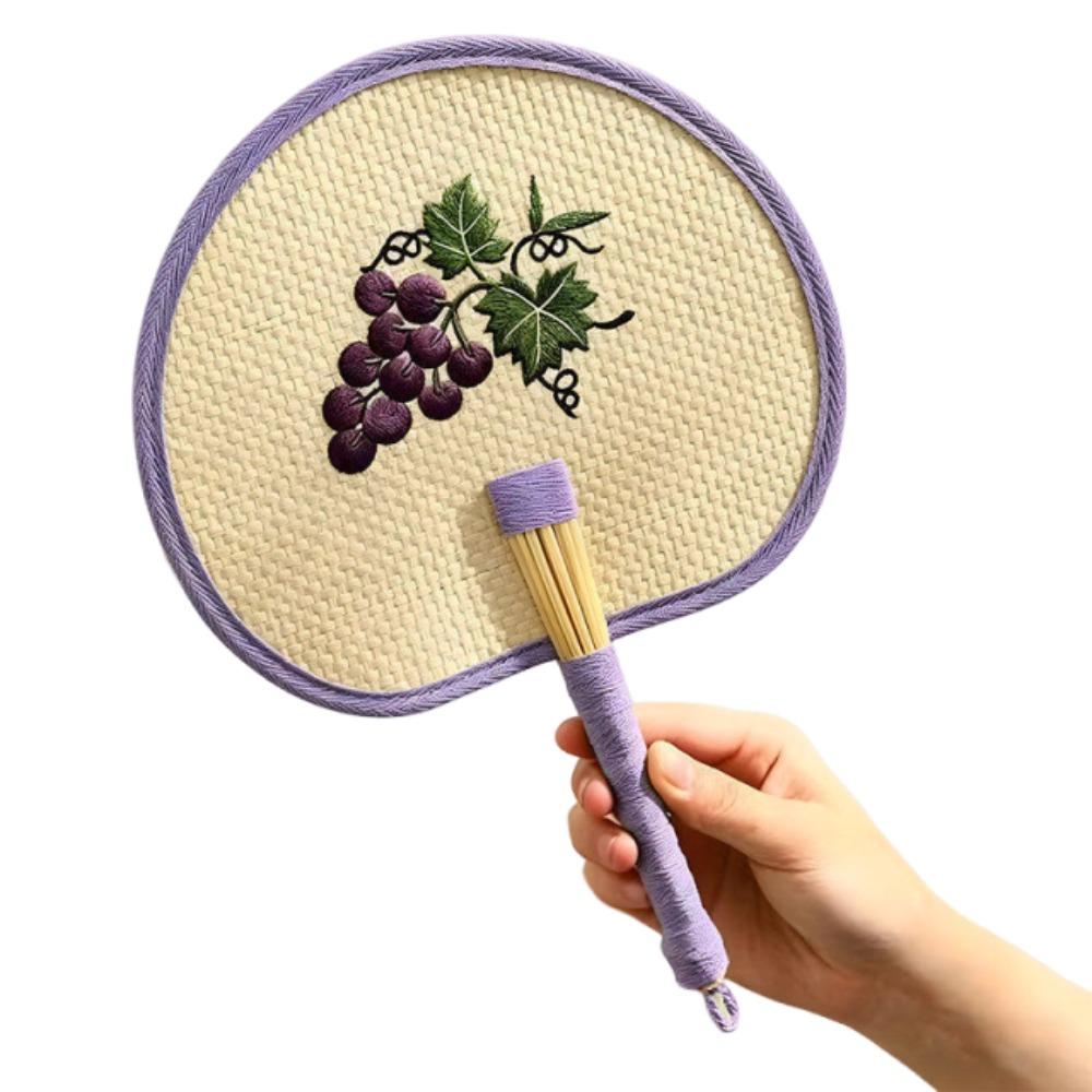 Retro Hand-Woven Fan Chinese Style Hand Cranked Fan Compact Hand Braided Fan Photo Prop