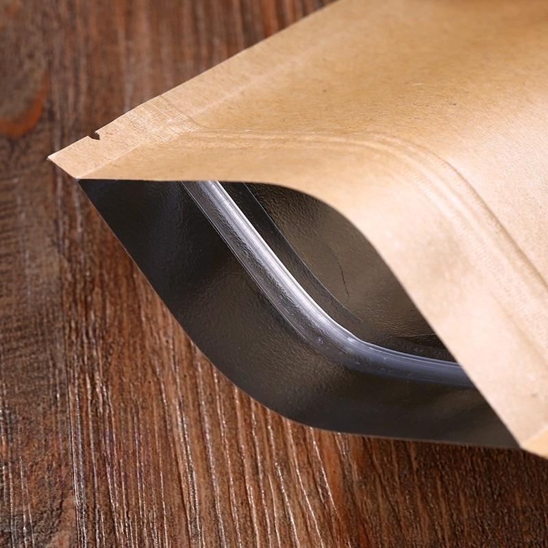 Kraft Paper Tea Packaging Pouch Multi Size Self Sealing Sack Aluminum Plated Self-supporting Bag Zero Food Nut Packaging Sub Packaging Sealed Bag