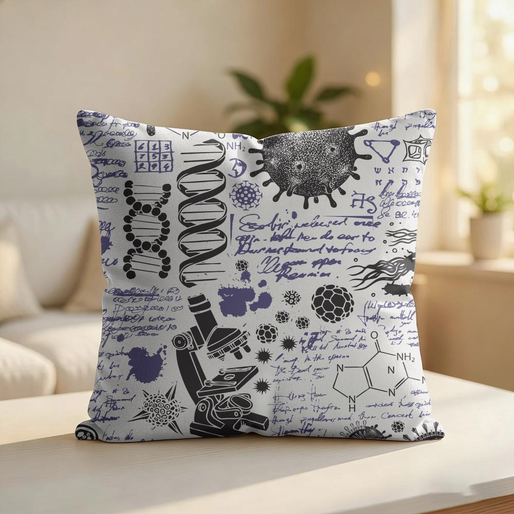 Chemistry Printed Pattern Cushion Cover Silky Short Plush Invisible Zipper Dustproof Sofa Pillow Case For Home Decor