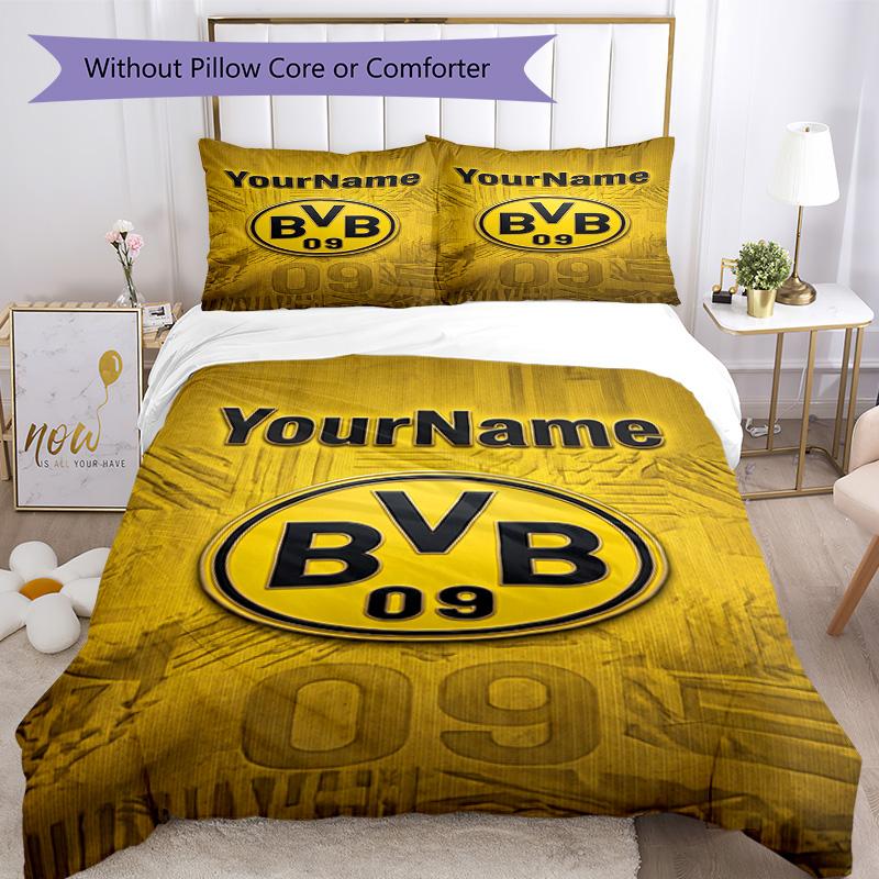 Borussia Dortmund Adınızı Özelleştirin Nevresim Takımı Nefes Alabilen Yorgan Kılıfı Yastık Kılıflı Ev Dekorasyonu Doğum Günü Hediyesi