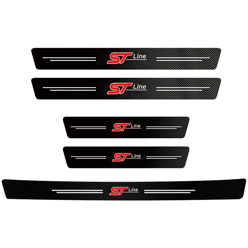 VOPL3 Car Carbon Fiber Trunk Stickers Car Threshold Sticker For Ford Focus Fiesta Mondeo Explorer Transit Fusion Auto Decorative Decal