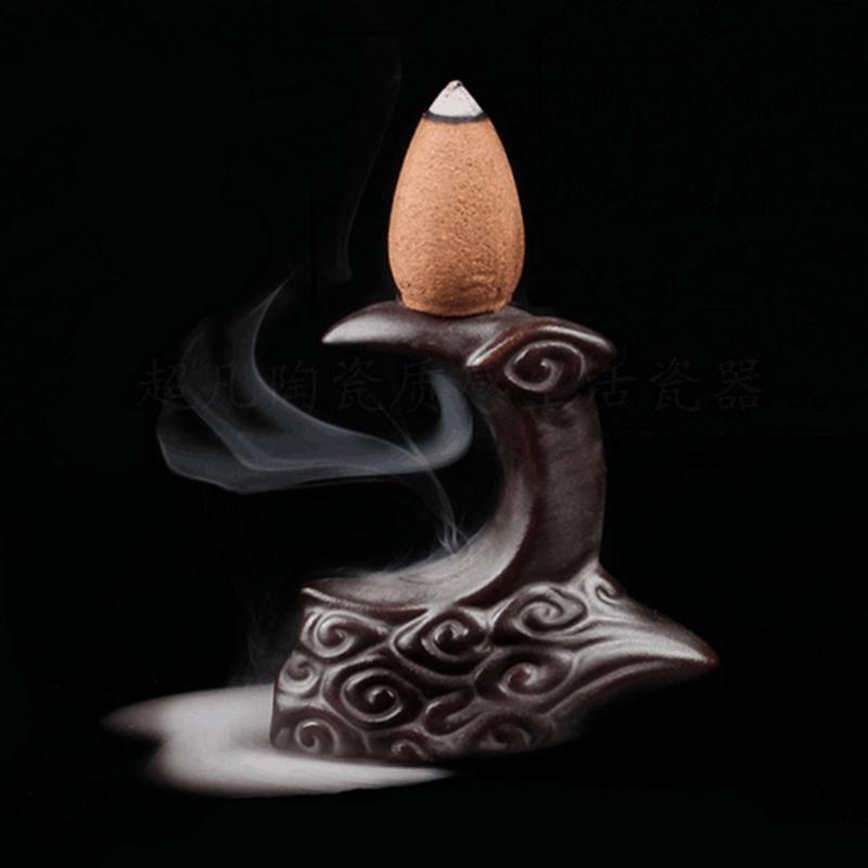 Mini Backflow Incense Burners Multiple Ceramic Cone Incense Holder Small Buddha Hand Desk Ornaments Home Mustard Zen Decoration