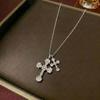 Women's Retro Zircon Cross Necklace - Colorful, Personalized Hip Hop Clavicle Chain