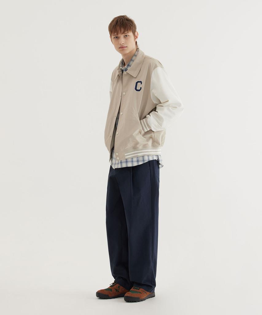 COVERNAT C-Logo Collar Varsity Jacket Beige