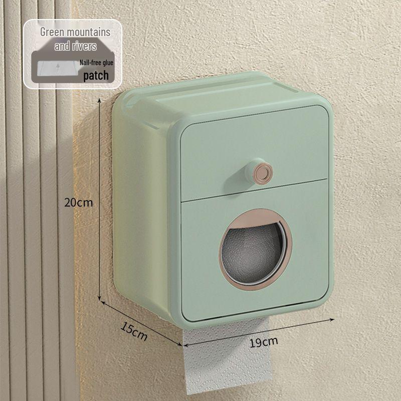 Wall-Mounted Waterproof Bathroom Tissue Box - Punch-Free Toilet Paper Storage Rack