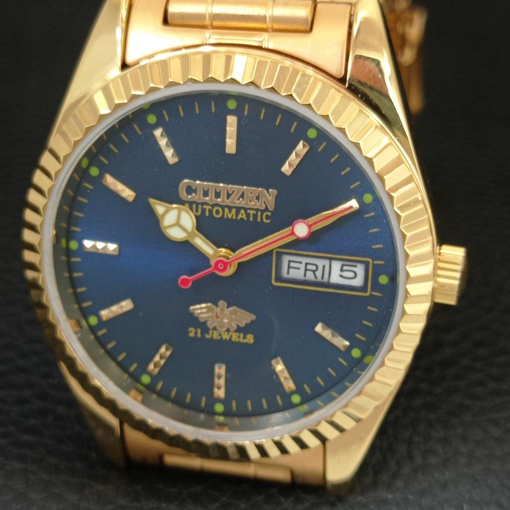AUTOMATIC VINTAGE REFURBISHED CITIZEN 8200 JAPAN MENS BLUE DIAL WATCH a445357-1
