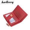Baellerry Women's Pu Leather Wallet Korean Style Snap Button Coin Purse Vertical Billfold Multi-card Slot Short Purse Zipper Card Holder
