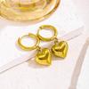 18K Gold-Plated Titanium Steel Heart Stud Earrings - French Retro Style, Non-Fading