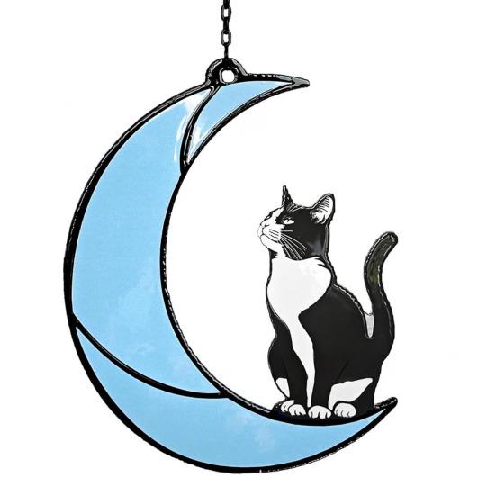 Cat Gift for Home Acrylic Hanging Pendant with Chain, Animal Ornament Window Decorative Wall Decor, Cute Lover Room Decoration Decor