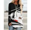 2020 Amazon Wsh Popular Autumn and Winter New European and American Abstract Printing Casual T-shirt Bat Sleeve Long Sleeve Top Women