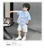 Children's Summer Short sleeved Shirt 2026, Boys' Blue Thin Shirt Set, Baby Boys' Summer Clothing, Children's Clothing Trend