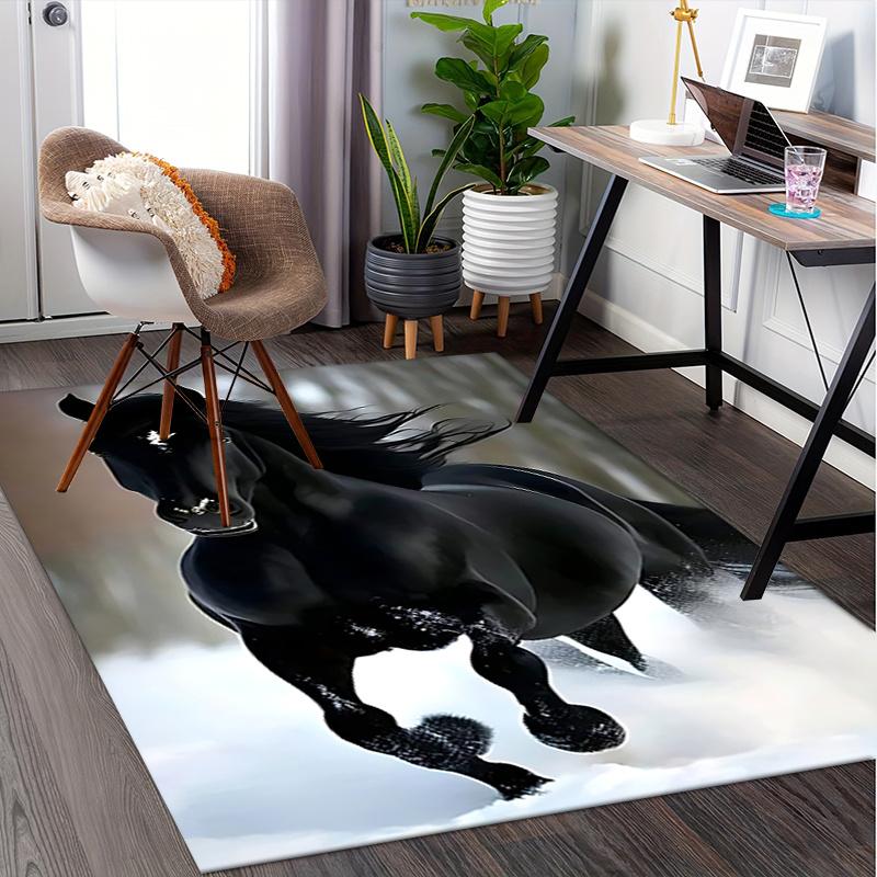 Black Horse Chair Mat: Office Carpet for Home Decor, Sofa Rug, Gift for Any Room Perfect for Bedrooms and Living Rooms