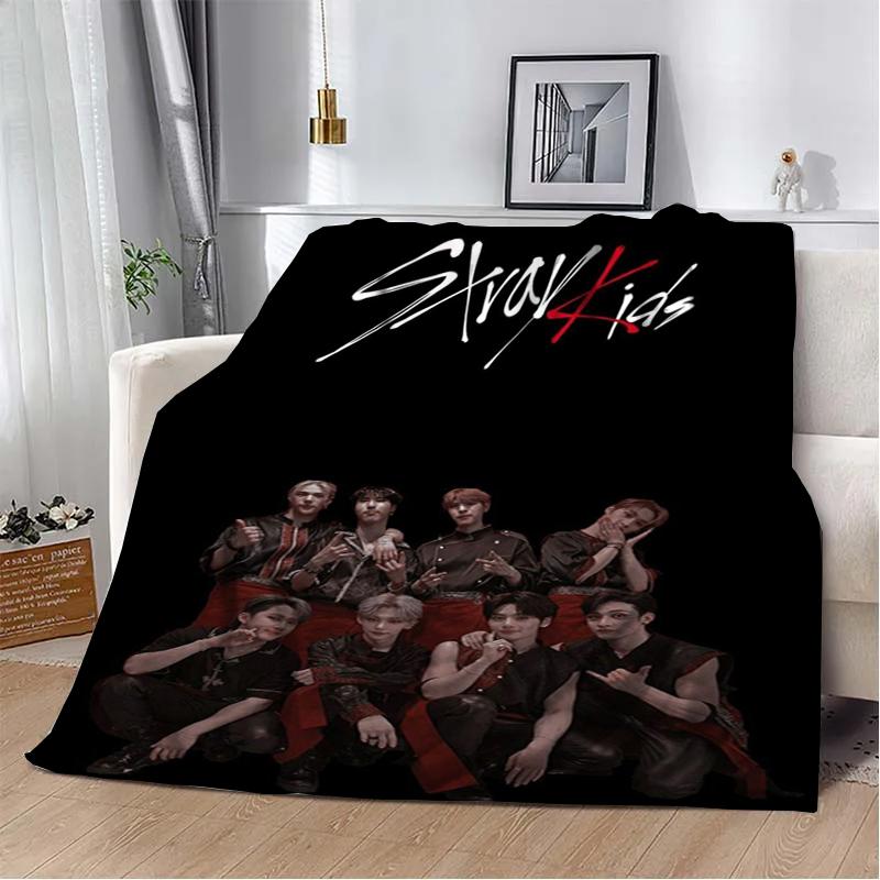3D KPOP S-Stray-K-Kids Throw blanket Picnic blanket Warm Flannel blankets Home Couch bed linings blankets for beds Birthday Gift