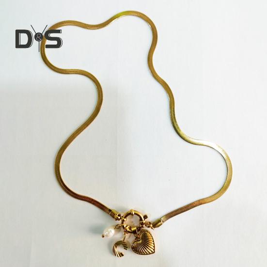 Initial Letter Necklace for Women Gold Plated Love Heart Faux Pearl Pendant Necklace Snake Chain Jewelry for Wife Girlfriend