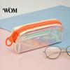 Iridescent Holographic Pencil Case Case, Transparent Stationery Bag with Wide U-Shaped Zipper, Large Capacity Pen Pouch for Students