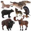 7-Piece Jungle Animal Set: Moose, Bison, Black Bear, Yangtze Alligator – Handcrafted Solid Figurines