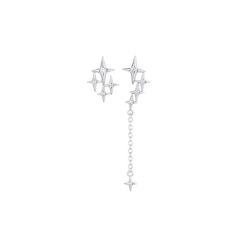 

Copper Starshaped Sparkling Asymmetric Earrings With Stones Zircon