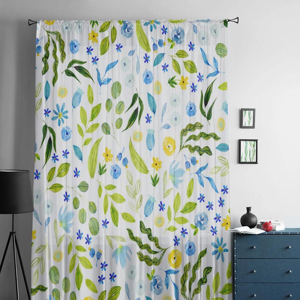 Kwiat roślina liść tekstura zasłona tiulowa dekoracyjne przezroczyste zasłony do salonu sypialnia kuchnia hotelowe panele okienne w domu