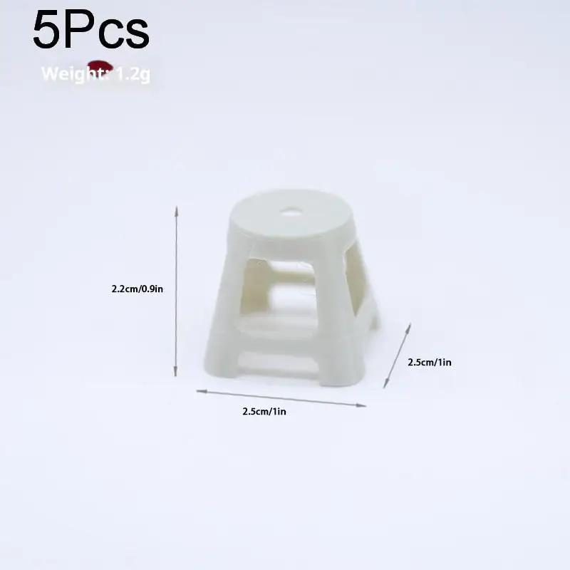 5Pcs/Set Dollhouse Miniature Plastic Stools Model Mini Simulation Chairs Ornaments Dolls House Decor Pretend Play Toy For Kids