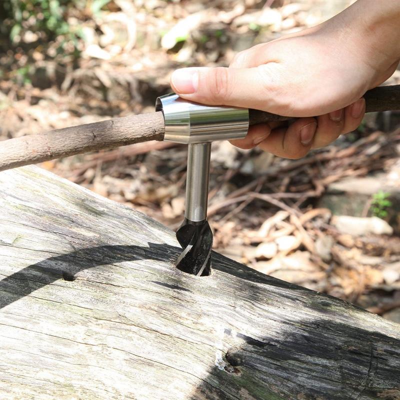 Durable Survival Drill Tools for Bushcraft Settlers Wrench Outdoor Wood Peg and Hole Maker Manual Auger
