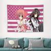 Madoka Magica Anime Tapestry Madoka  Homura Pink USA Flag Print Polyester Wall Hanging Otaku Room Decor for Bedroom  Living