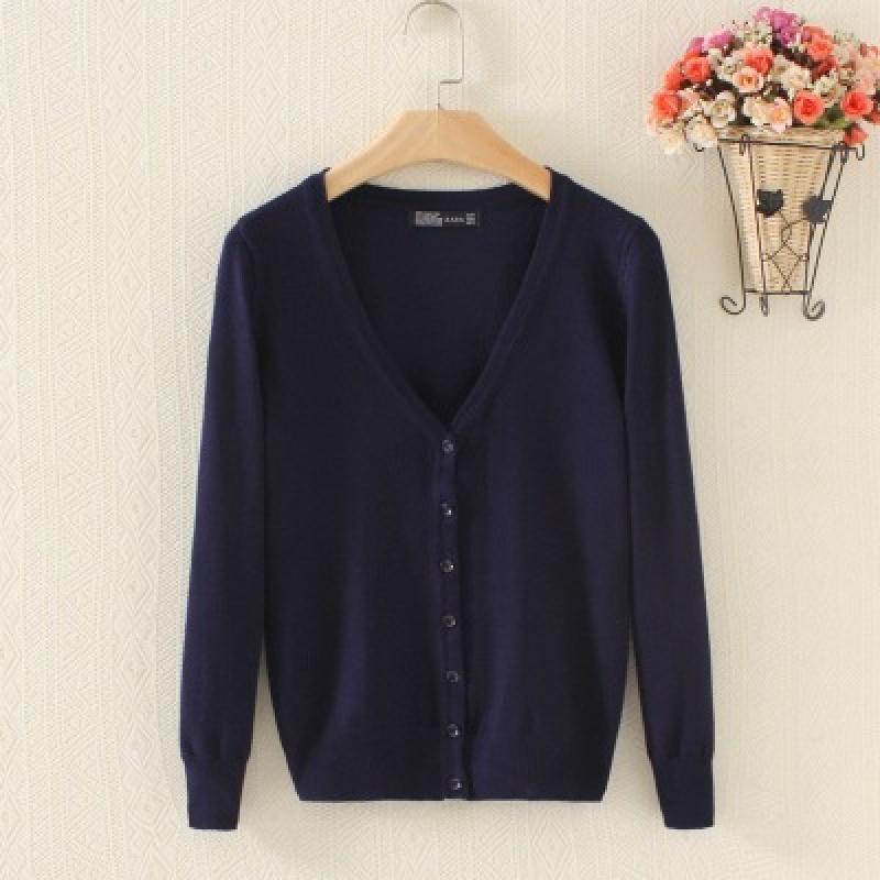

Spring and Autumn Coat New Knitted Sweater Wool Cardigan Korean Style Women s Top Plus Size Outerwear 4XL темно-синього кольору