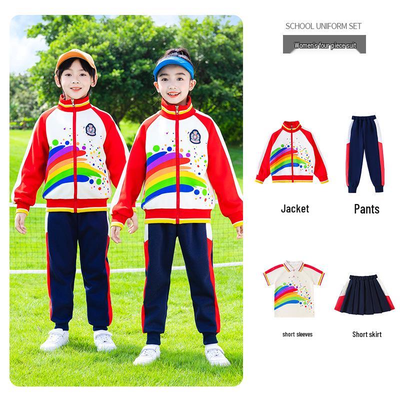 2025 Neuer Stil Buntes Akademisches Kinder Sommer Sportuniform Set