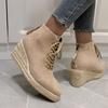 Weave High Heels Women Snow Ankle Boots Pointed Toe Shoes Winter New Suede Wedges Shoes Women 2024 Trend Dress Mujer Zapatos