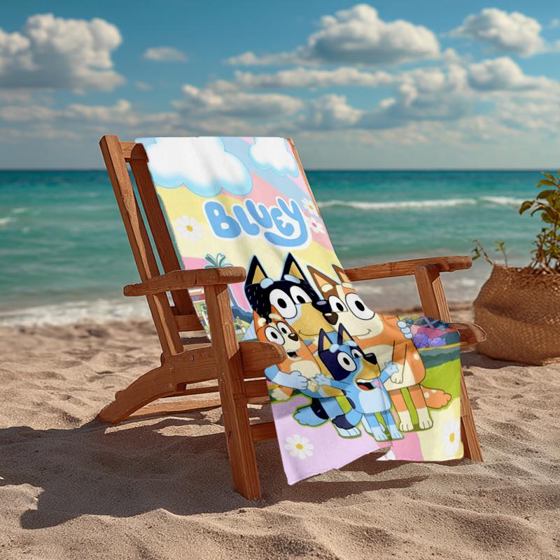 Ultra-Soft Beach Towel with Bluey Theme,Ideal for Pool - Camping, Diving - Perfect Travel Essential, Vibrant Beach Towel.