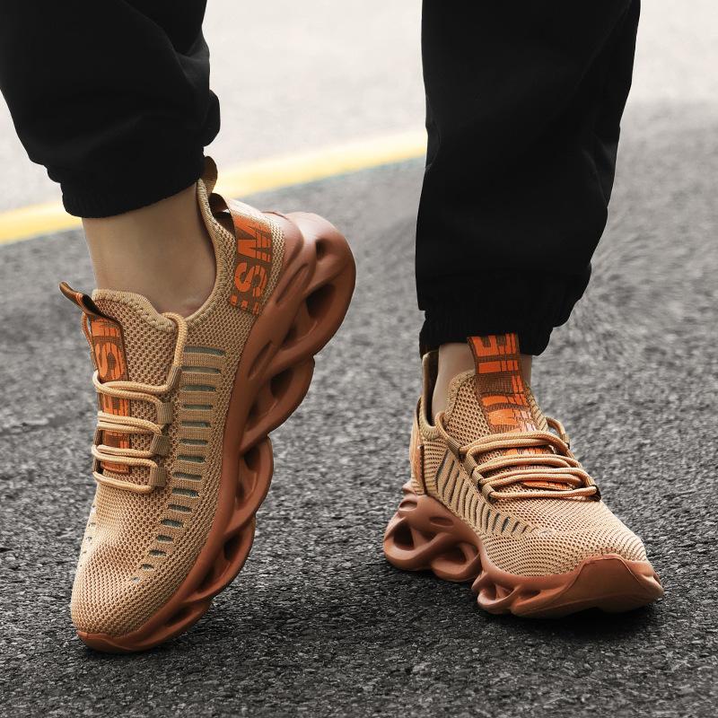 Sports Shoes Men's Breathable Fly Woven Men's Shoes Fried Dough Twists Soles Hollow Thick Soles Large Casual Shoes