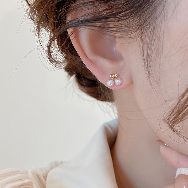 Sweet Pearl Cherry Earrings for Women: Simple, Fashionable, Versatile Studs – Perfect for Best Friends
