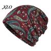 Stylish Autumn Winter Neck Warmer Women's Geometry Print Slouchy Hat, Casual Soft Stretch Skull Colorful Geometric Pattern Hat Cap, Warm Cancer Chemo