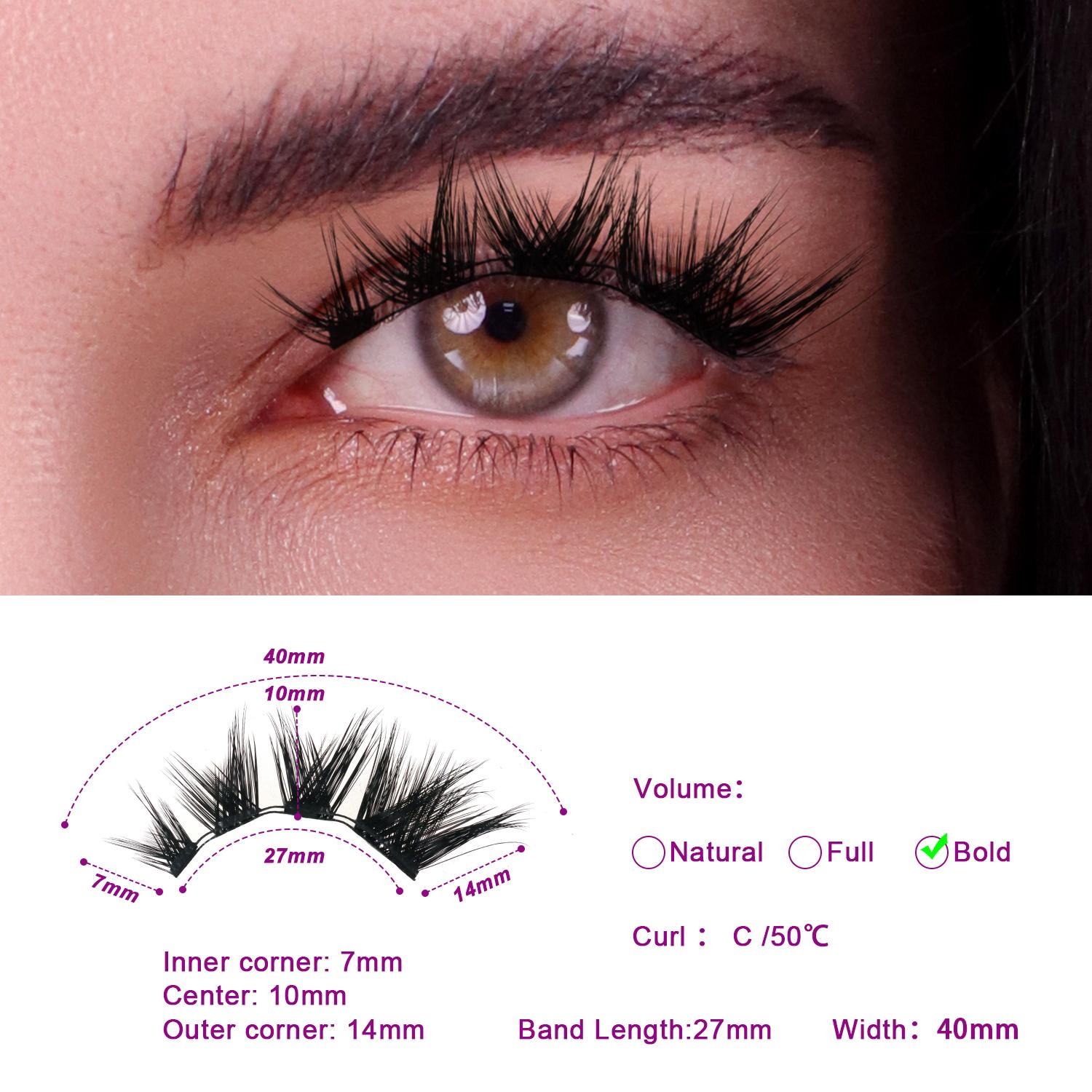 Best Selling Handmade Triple Magnetic Fur Eyelashes 3 Magnets Glue-Free Full Strip Natural Look Magnetic Eyelashes Kit round box&magnetic eyelashes kit 01