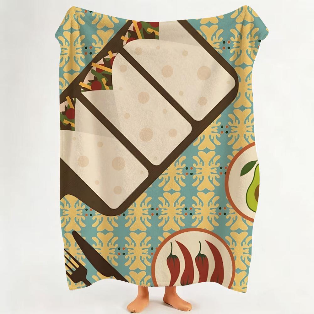 Design C Cartoon P Pattern F Food Throw Flannel Throw Blanket Suitable for Sofa Living Room Bedroom