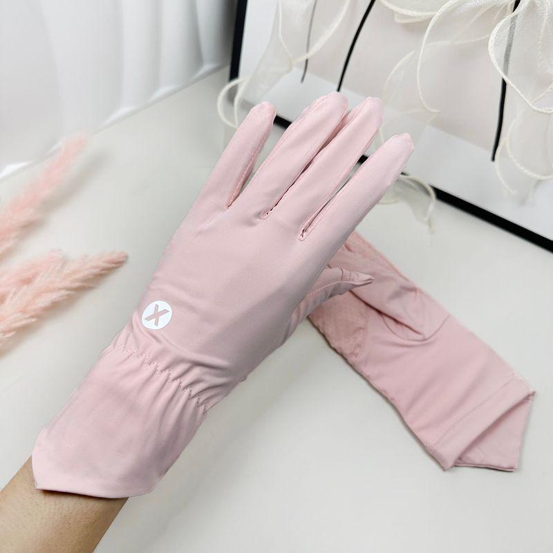 

Ice Silk Sun Protection Gloves Women Thin Summer Driving UV Protection Outdoor Riding Electric Car Non-Slip Open Finger Touch Screen X standard sunscreen pink All yards