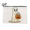 Makeup Storage Bag Halloween Bag Scratch Resistant Durable Canvas School Supply Organizer Zipper Toiletry Pouch for Cosmetics And Stationery Pencil