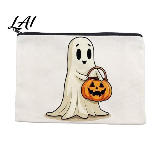 Makeup Storage Bag Halloween Bag Scratch Resistant Durable Canvas School Supply Organizer Zipper Toiletry Pouch for Cosmetics And Stationery Pencil