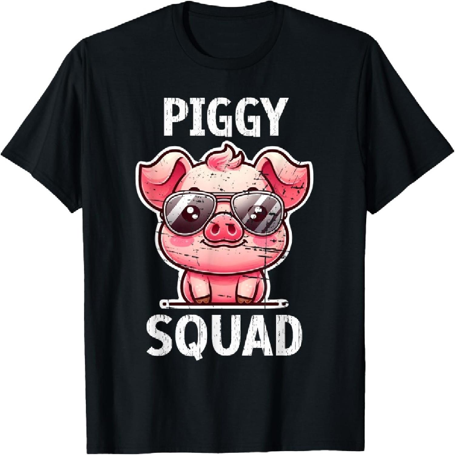 Funny Pig Wearing Sunglasses Piggy Squad Farm Farmer T-Shirt XXXXXL разноцветный