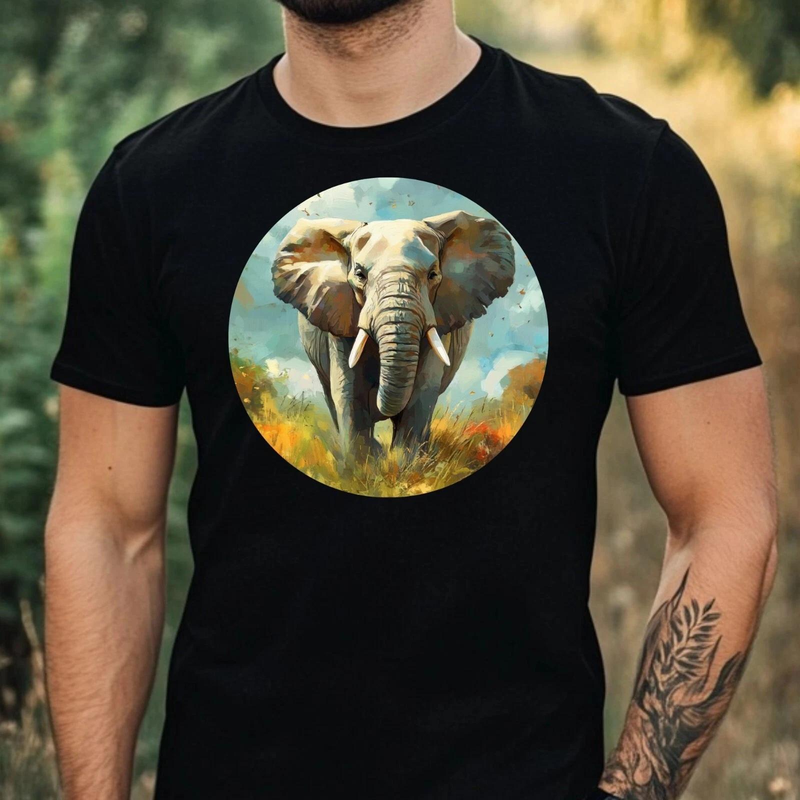 T-Shirt Herren Elefant Portrait Motiv Baumwolle Größe XS bis 5XL XXL