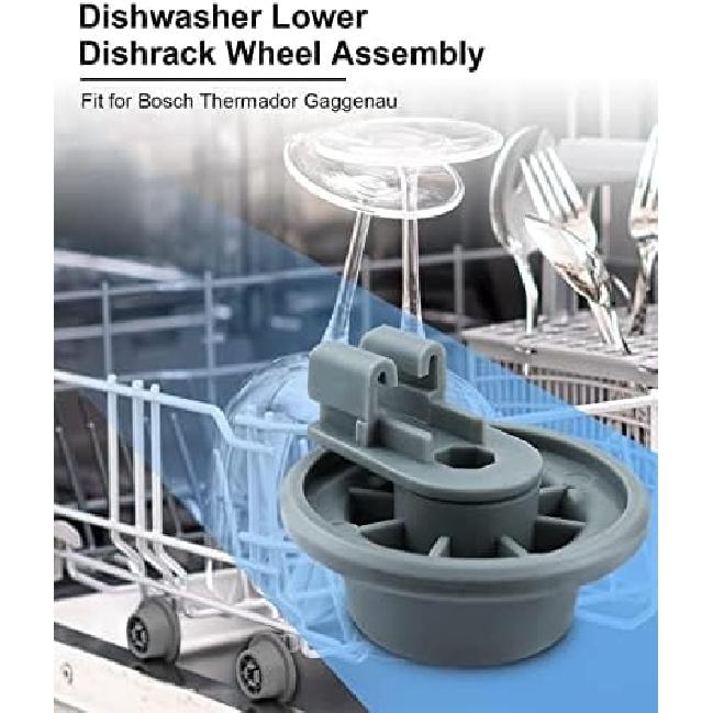 611475 Dishwasher Lower Dishrack Wheel Assembly - gray, Fit for Bosch Replace #bsh-00611475 1559847 AH3477735 AH8727387 4 Pack