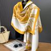 Retro printing contrasting colors double-sided imitation cashmere scarf winter high-end warm shawl women