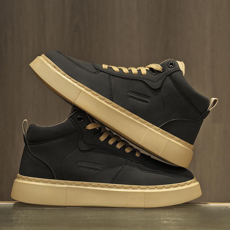 Мужская повседневная обувь из кожи для улицы на платформе удобная мужские кеды для скейтборда толстая подошва кроссовки для ходьбы спортивная обувь высокого качества 39 3439₽