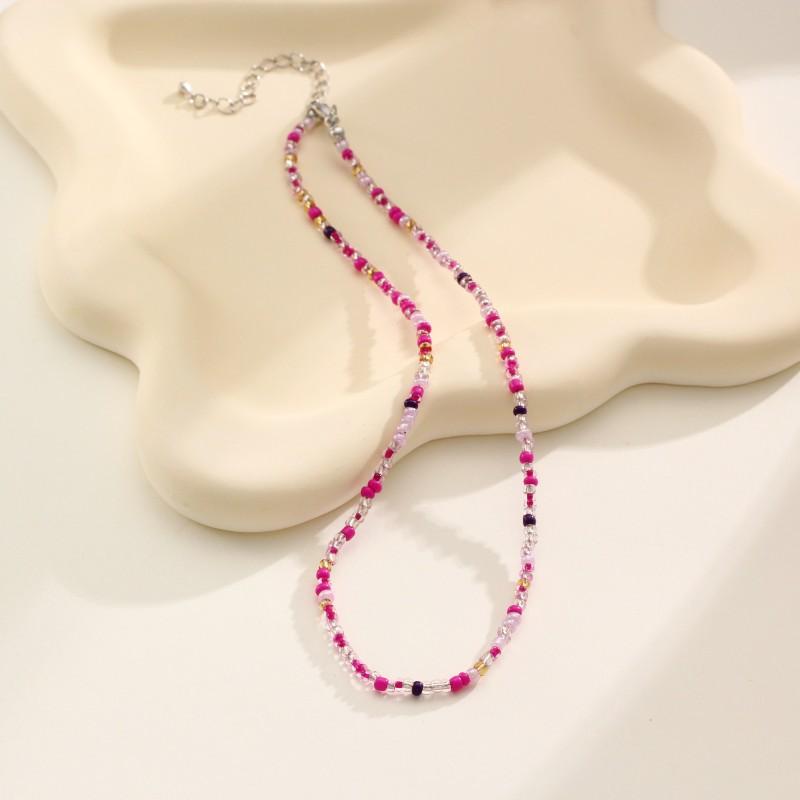 Neue Dopamin-Bonbonfarbe Reiskorn-Halskette, Böhmische Handgemachte Perlen-Halskette Schmuckzubehör