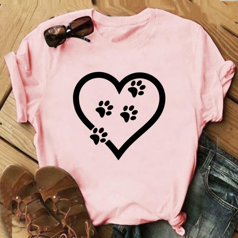 

Письмо Кот Принт Питомца Европейская и Американская Одежда Топ Женская Футболка Графические Футболки Винтажная Женская Одежда S