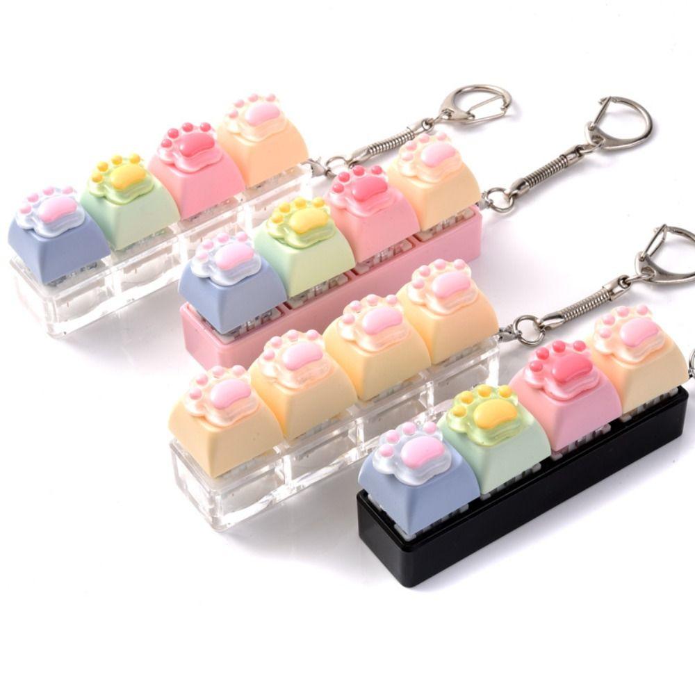 Colorful Design Cat Paw Squishy Keychain Smooth Texture KeyCap Keychain Fun Play